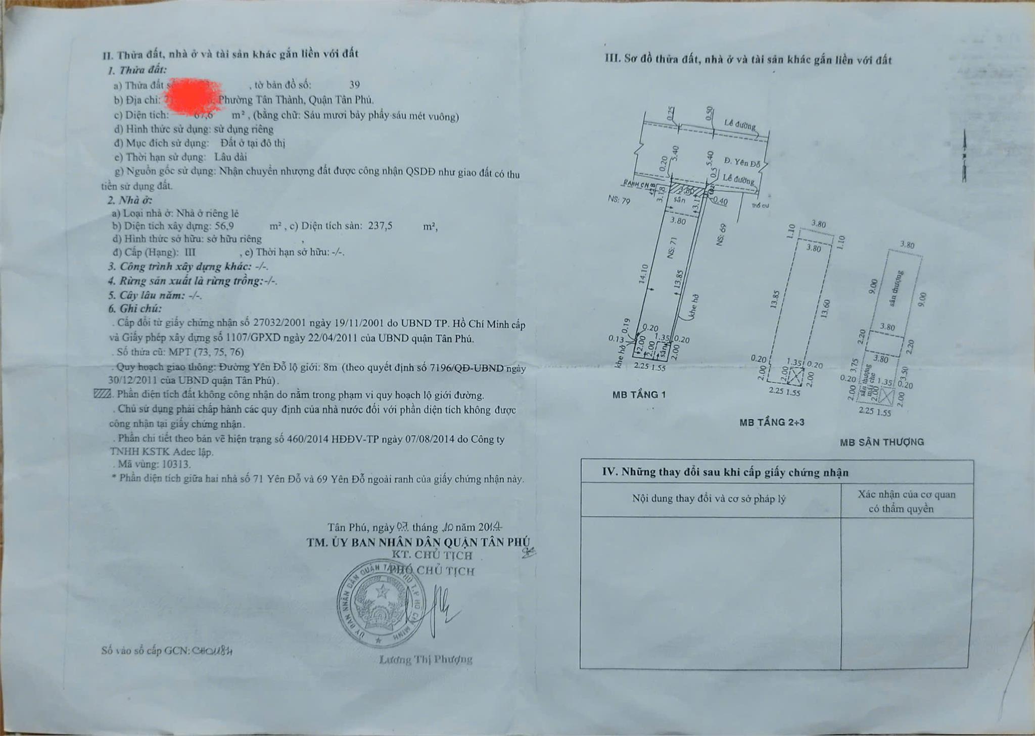 NHÀ CHÍNH CHỦ - GIÁ TỐT - Đường Yên Đỗ, Phường Tân Thành, Quận Tân Phú