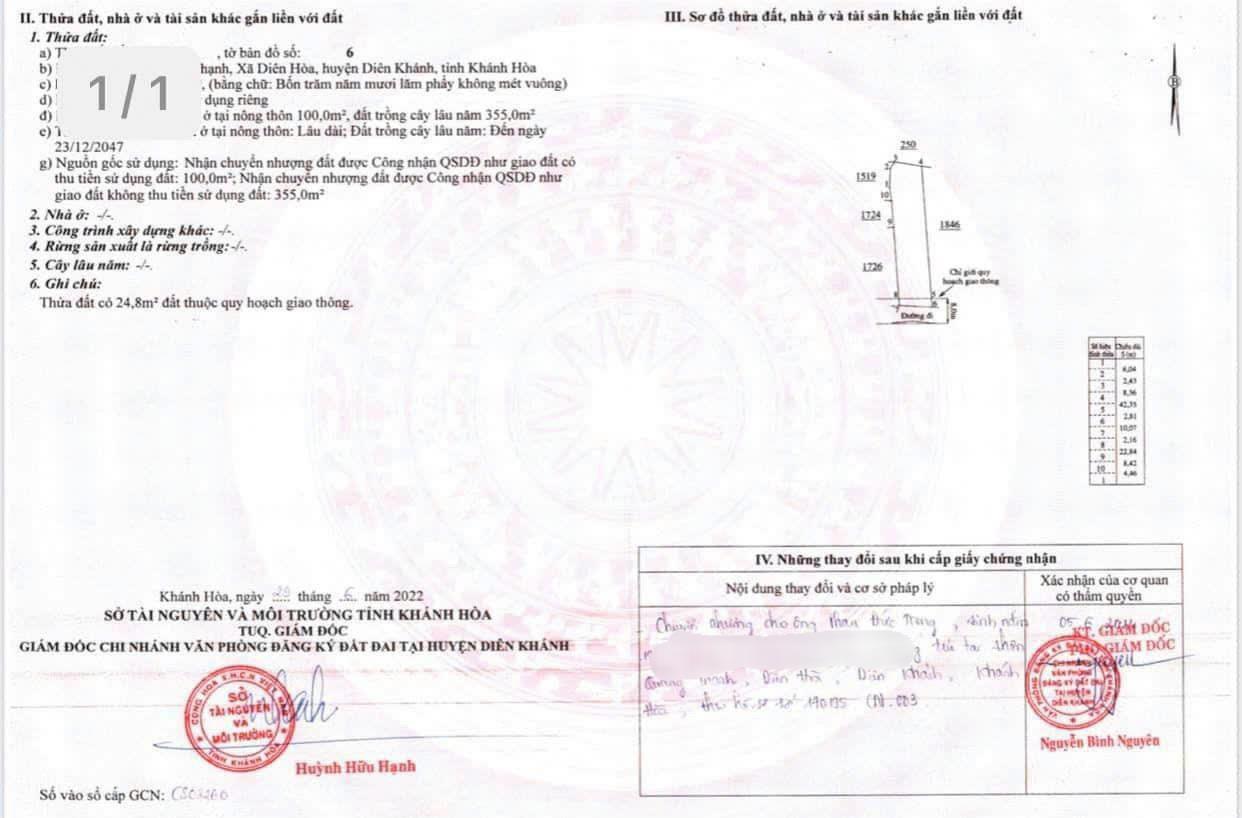 VỊ TRÍ ĐẸP - TIỀM NĂNG - Chính Chủ Cần Bán Lô Đất KHC Huyện Diên Khánh (Nha Trang - Khánh Hòa).