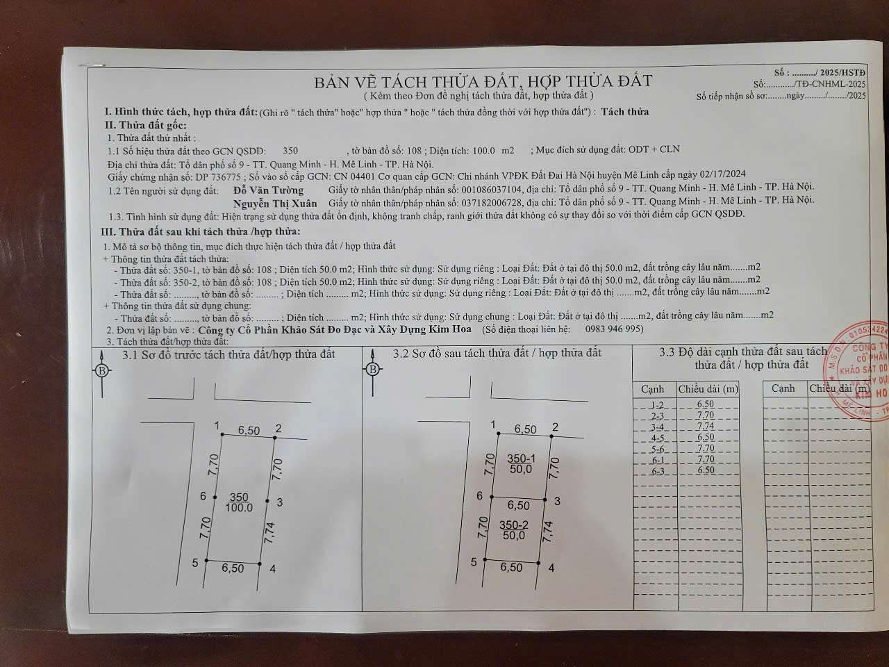 CC bán Đất TT Quang Minh,Mê Linh full TC 50m,giá đầu tư,ô tô vào