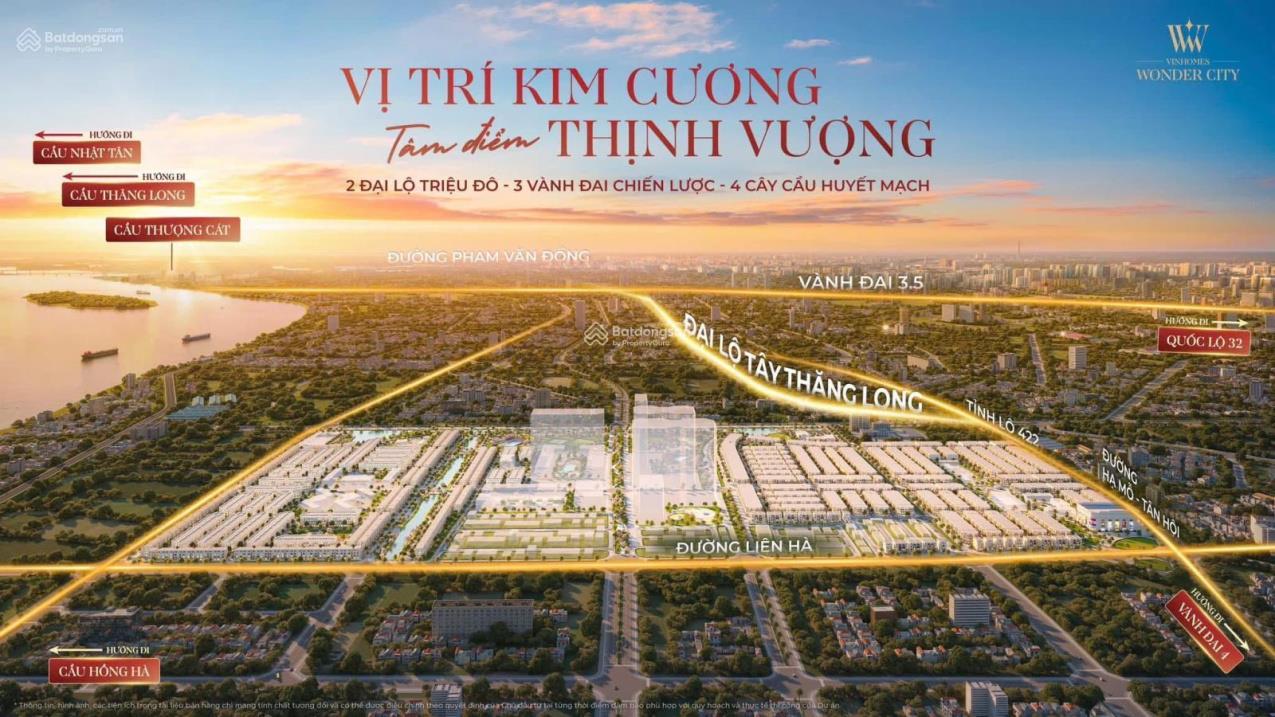 Quỹ căn đẹp nhất, giá chuẩn nhất, chính sách tốt nhất từ cđt Vinhomes Wonder City( Vin Đan Phượng)