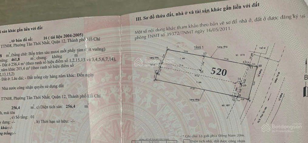 Bán nhà Mặt tiền Tân Thới Nhất 8 Gần chợ 12.5x31.32m full thổ cư giá 29.9T