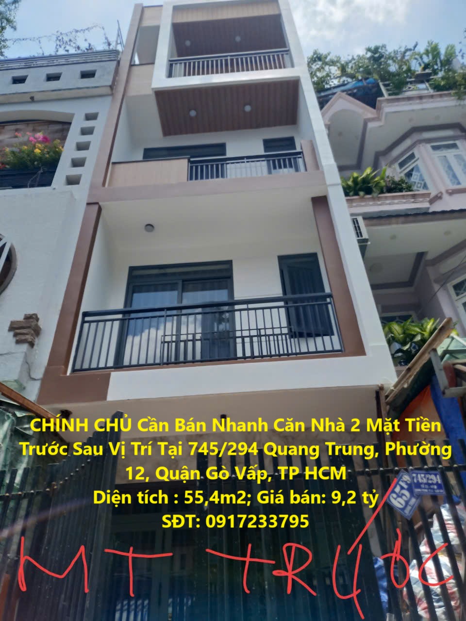 CHÍNH CHỦ Cần Bán Nhanh Căn Nhà 2 Mặt Tiền Trước Sau Vị Trí Tại Quận Gò Vấp, TP HCM
