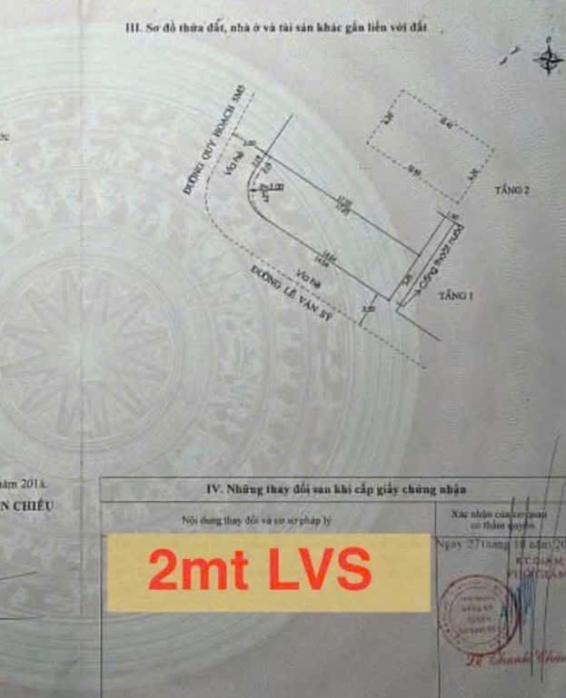 Bán nhà 2 MẶT TIỀN 2 tầng đường Lê Văn Sỹ - gần biển