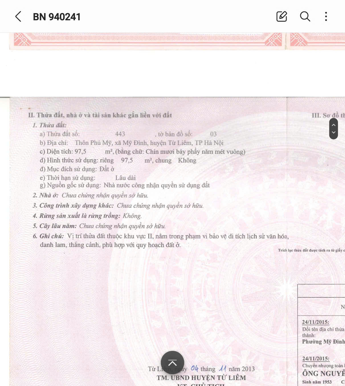 Chính chủ cần bán đất thổ cư mặt đường Phú Mỹ, Mỹ Đình 2, Nam Từ Liêm, ô tô tránh