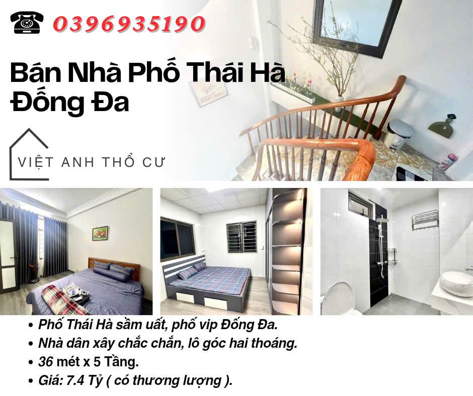 Bán nhà Phố Thái Hà, Nhà Đẹp Ở Ngay, Lô Góc Hai Thoáng, 36mx5T, Giá: 7.4 Tỷ, Lh: 0396935190.