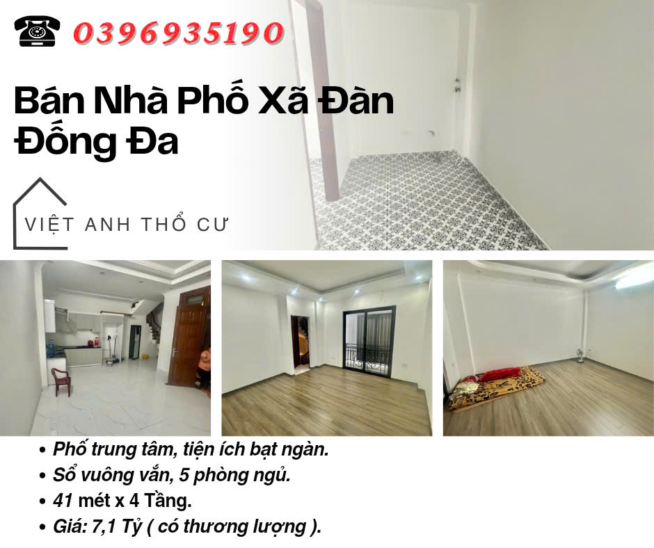 Bán nhà Xã Đàn_Sổ Vuông Đẹp_5 Phòng Ngủ_41mx4T_Giá: 7.1 Tỷ_Lh: 0396935190.