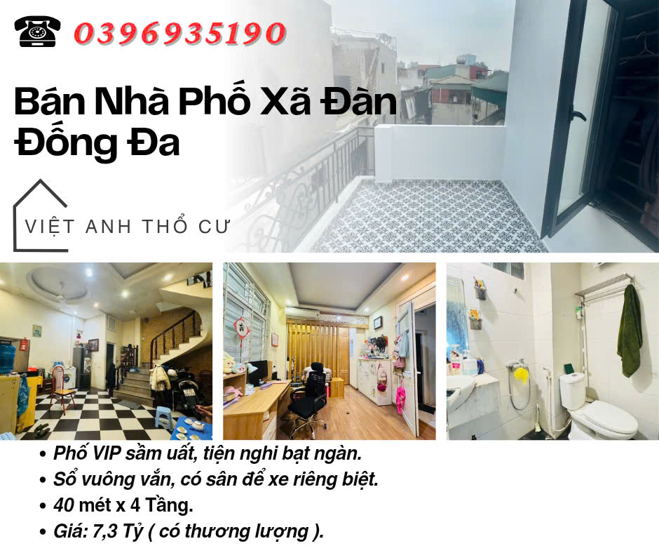 Bán nhà phố Xã Đàn_Full Nội Thất_Sổ Vuông Vắn_40mx4T_Giá: 7.3 Tỷ_Lh: 0396935190.