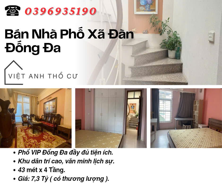 Bán nhà phố Xã Đàn_Lô Góc Hai Thoáng_Khu Dân Trí Cao_43mx4T_Giá: 7.3 Tỷ_Lh: 0396935190.