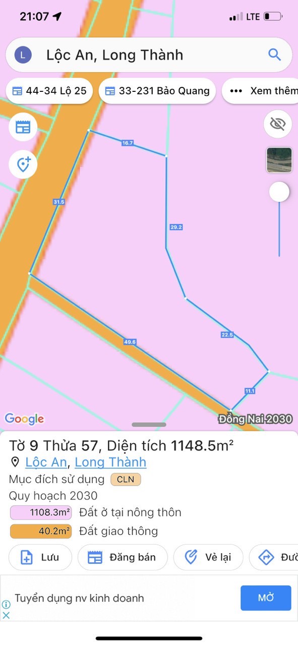 Cần bán 1000m2 đất Lộc An sân bay Long Thành . mua khi thị trường dang tỉnh ,bán khi thị trường nóng