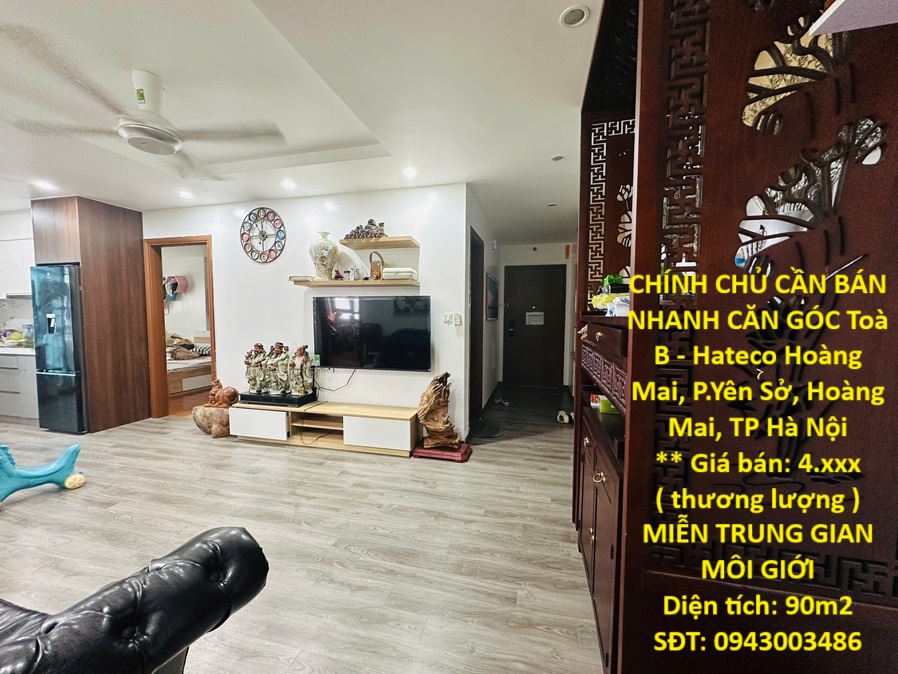 CHÍNH CHỦ CẦN BÁN NHANH CĂN GÓC Toà B - Hateco Hoàng Mai, P.Yên Sở, Hoàng Mai, TP Hà Nội