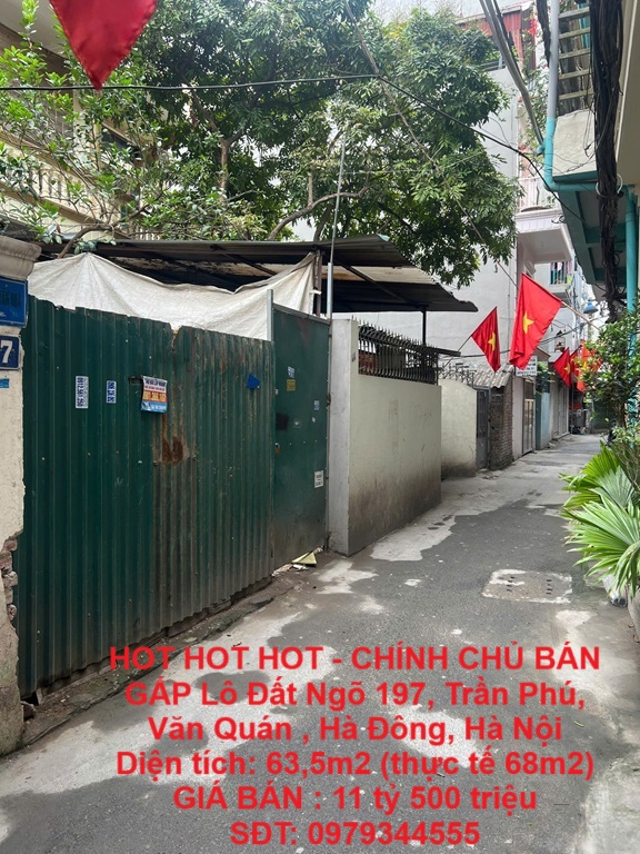 HOT HOT HOT - CHÍNH CHỦ BÁN GẤP Lô Đất Ngõ 197, Trần Phú, Văn Quán , Hà Đông, Hà Nội
