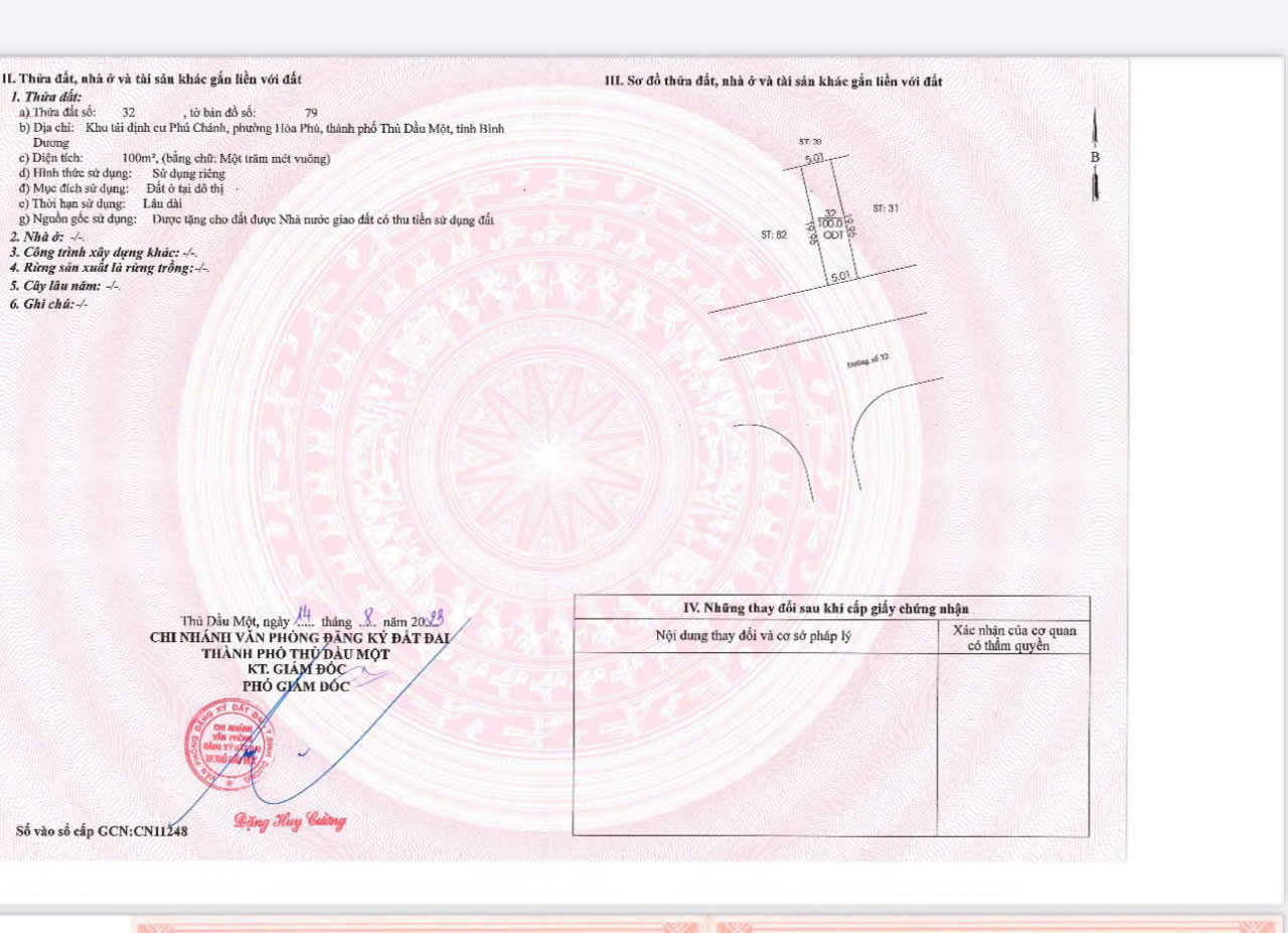 BÁN ĐẤT ĐẸP GIÁ TỐT - VỊ TRÍ ĐẸP TẠI THỦ DẦU MỘT, TỈNH BÌNH DƯƠNG