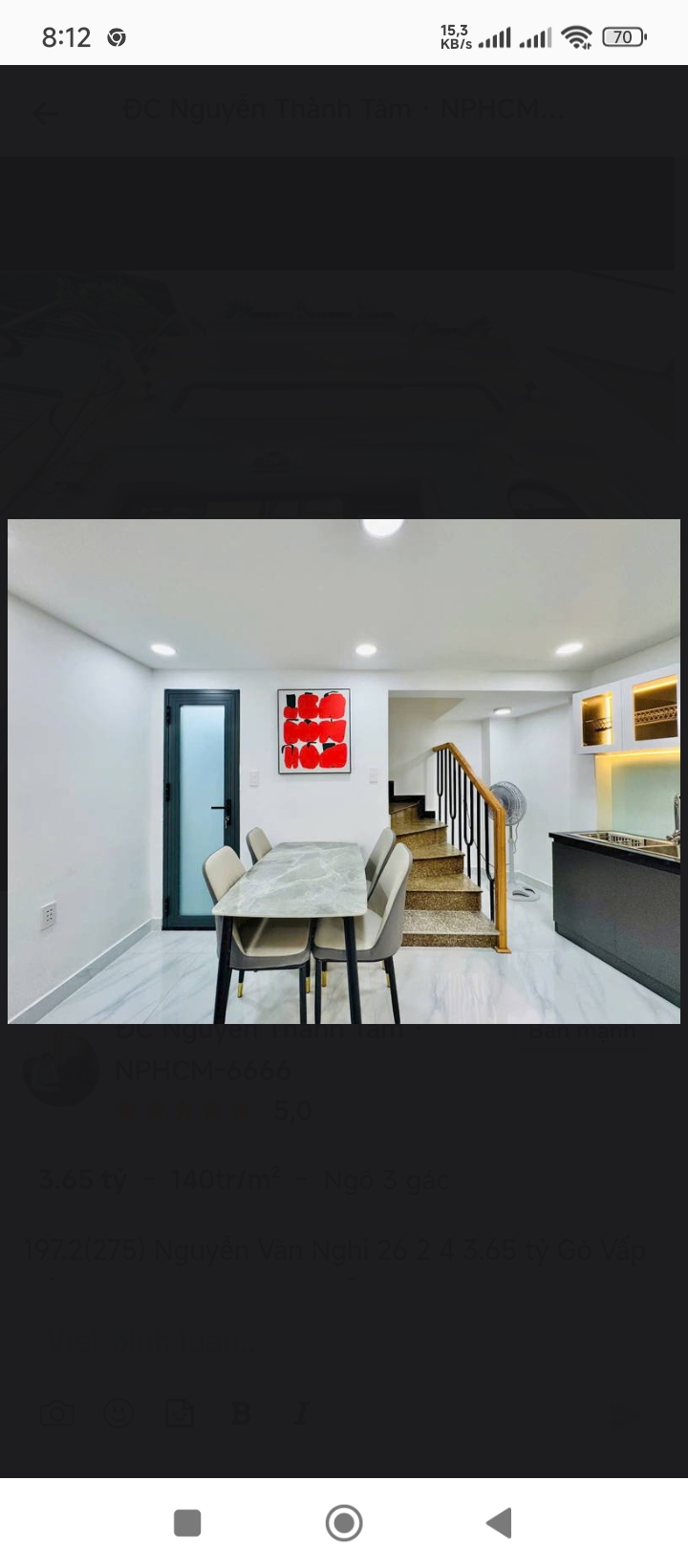 Chủ cần bán giúp nhà hẻm Đường Nguyễn Văn Nghi P7 quận Gò Vấp TP HCM. DT 26 m2. Giá giảm tốt 3 tỷ 65.