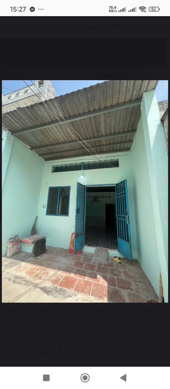 Chủ nhờ bán gấp nhà hẻm Đường Phan Huy ích phường 12 Quận Gò Vấp TP. DT60m2. Giá hót 4Tỷ 35.