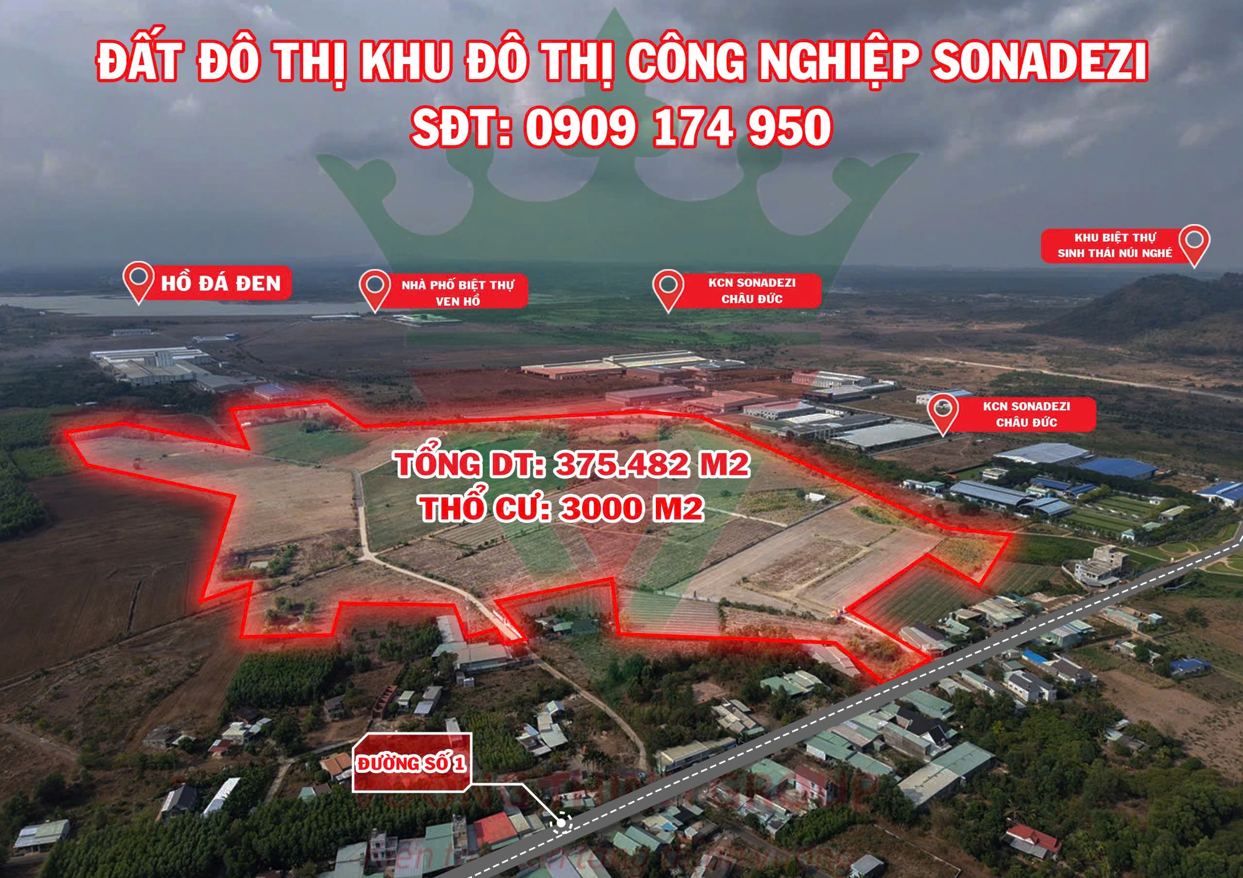 Đất làm DA ngay KCN Sonadezi Châu Đức 375.482m² có 3.000m² TC giá 2 Tr/m²