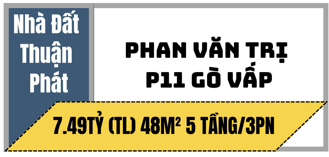 HIẾM! Chỉ 7.49 tỷ TL! 48M², 5 Tầng/3PN – HẺM XE HƠI – PHAN VĂN TRI, Gò Vấp!
