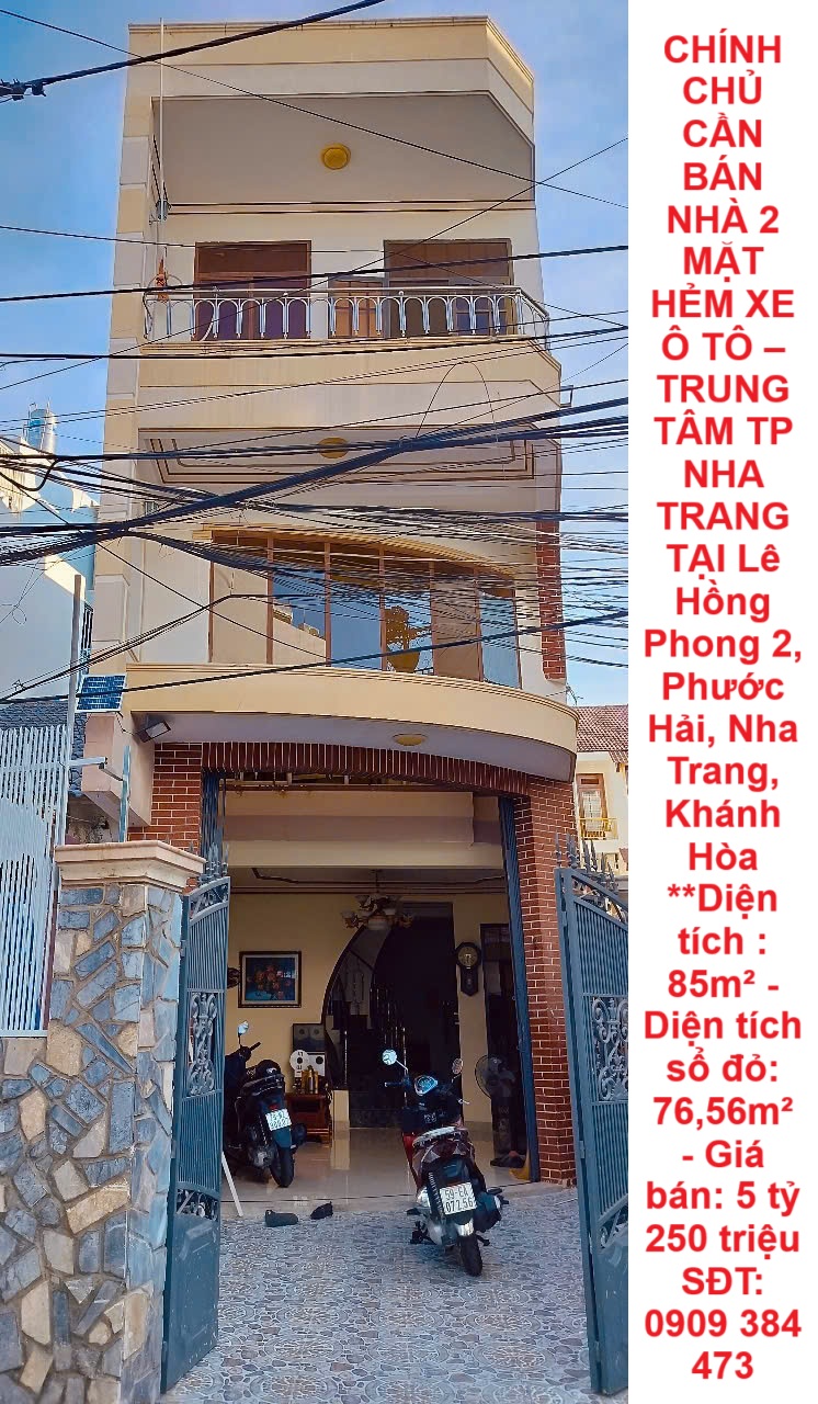 CHÍNH CHỦ CẦN BÁN NHÀ 2 MẶT HẺM XE Ô TÔ –TRUNG TÂM TP NHA TRANG TẠI Phước Hải, Nha Trang, Khánh Hòa