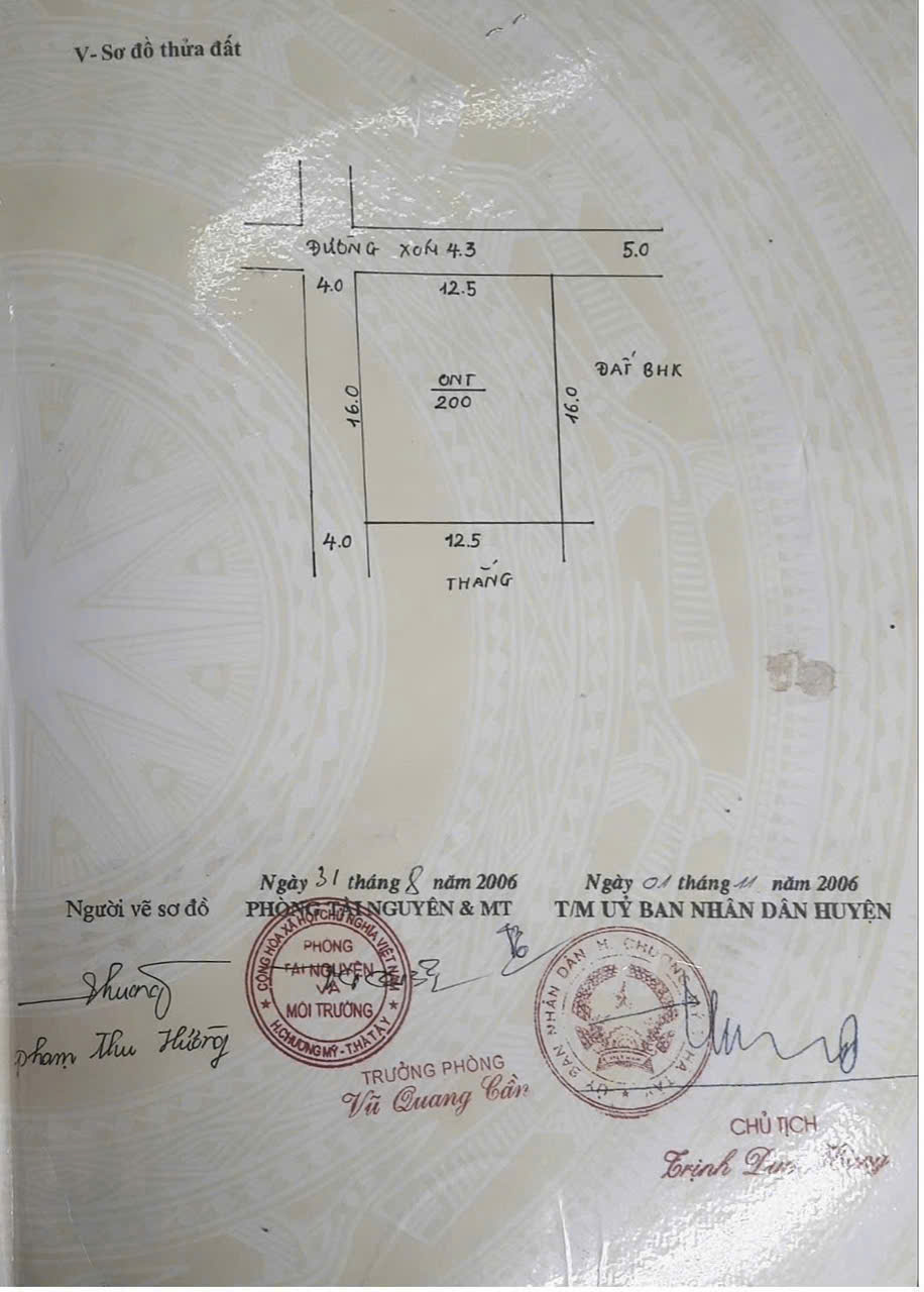 CC cần bán lô đất 200m full thổ cư lô góc tại thủy xuân tiên chương mỹ hà nội
