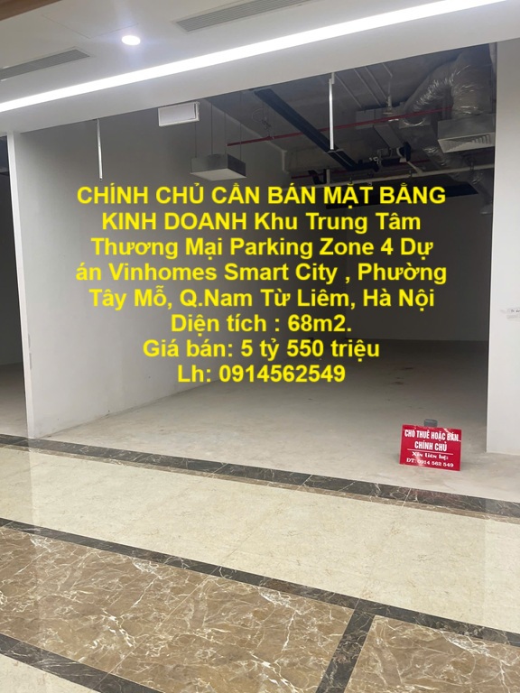 CHÍNH CHỦ CẦN BÁN MẶT BẰNG KINH DOANH Khu Trung Tâm Thương Mại Parking Zone 4 Vinhomes Smart City