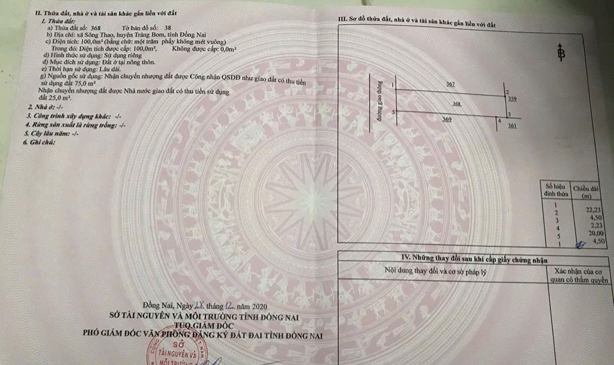 ĐẤT CHÍNH CHỦ - Cần Bán Lô Đất Full Thổ Cư Tại Xã Sông Thao, Trảng Bom, Đồng Nai