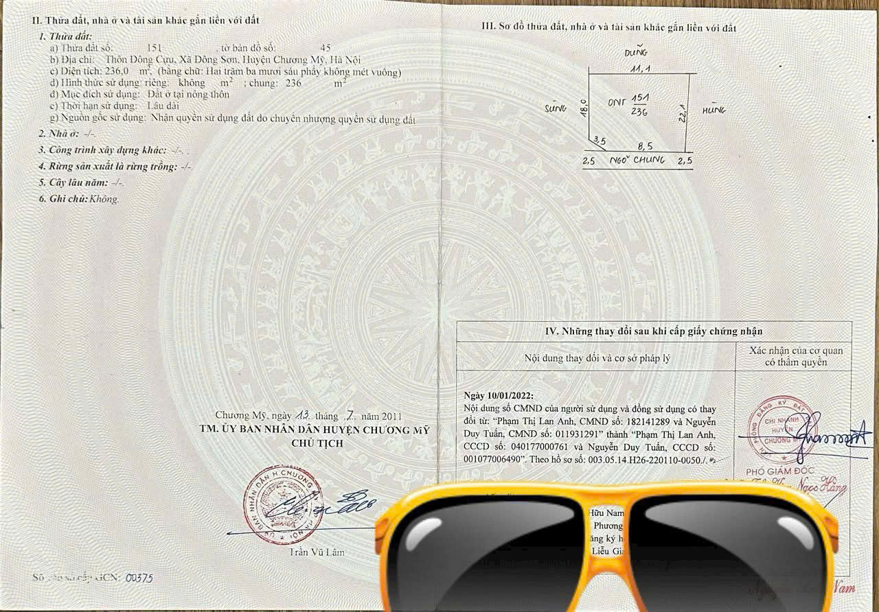 CC cần bán lô đất 236m tọa lạc xã đông sơn huyện chương mỹ hà nội