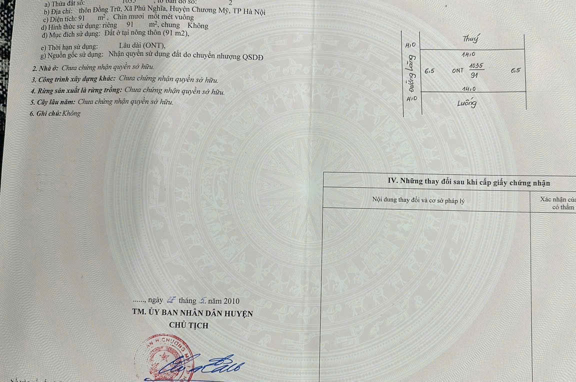 Chính chủ gửi bán lô đất đẹp 90m2 tại Đồng Trữ Chương Mỹ ngay gần khu công nghiệp đường 2 oto tránh nhau. -Mặt tiền