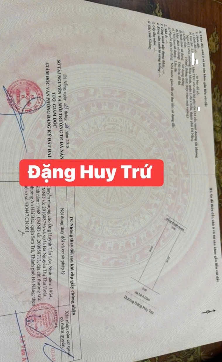 Bán đất đường Đặng Huy Trứ - Đường 7,5m thông biển