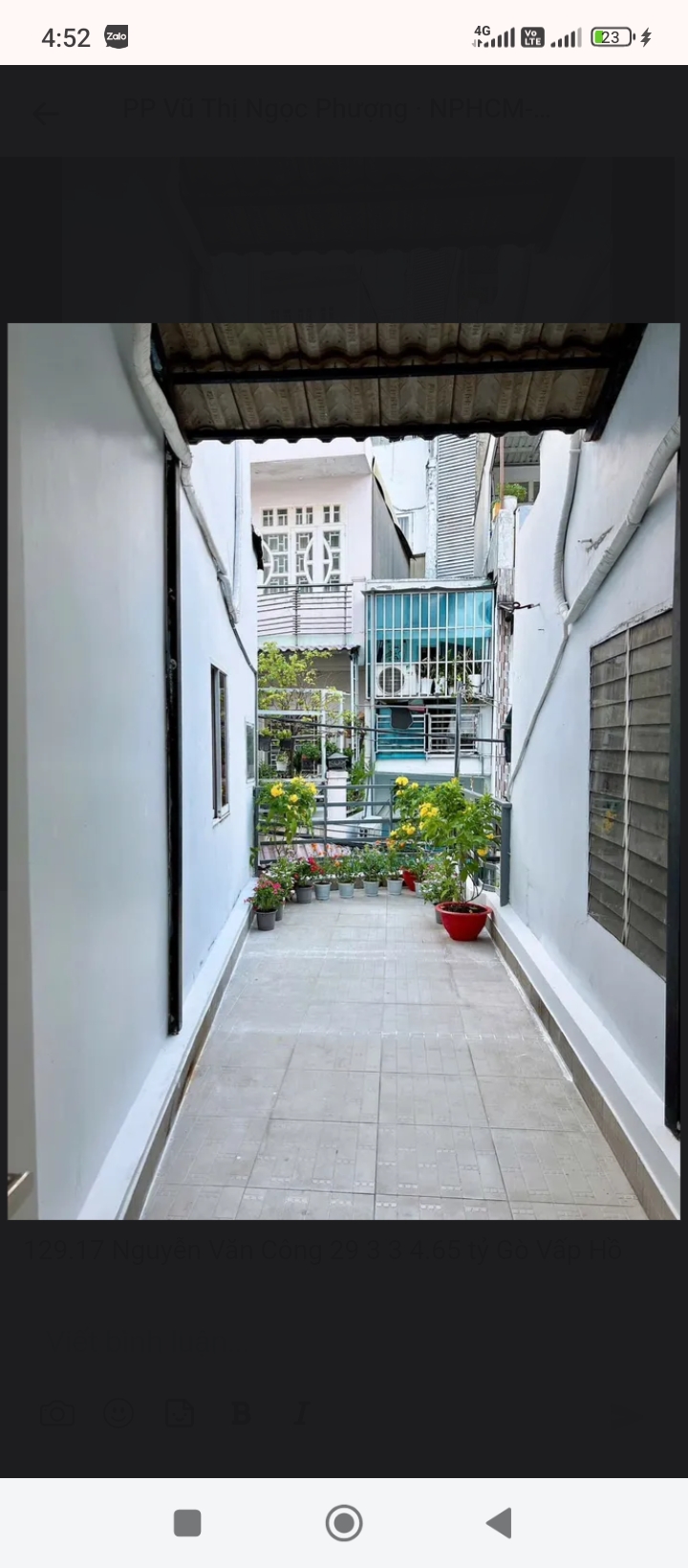 Chủ cần bán nhà hẻm đường Nguyễn Văn Công P 3 Gò Vấp TP HCM DT29 m2. Giá 4tỷ 65.
