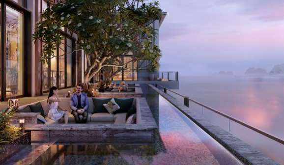Bán căn Sky Villas 3 Tầng 242m2. Bể bơi, sân vườn, View trực Biển toà Căn Hộ cao cấp Icon40 Hạ Long.