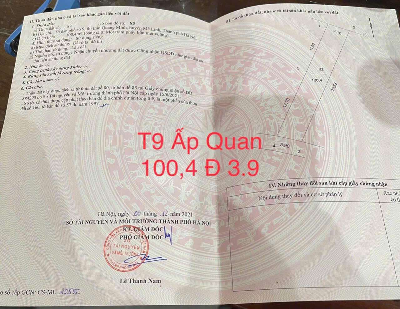 CC BÁN GẤP 100M MT 5M,TỔ 9 TT QUANG MINH,GIÁ F0 ĐẦU TƯ,LH EM QUANG CHÍNH CHỦ