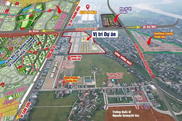 CC Bán 02 Lô Đất MB83 Xã Quảng Phú - TP Thanh Hoá, Cạnh Quốc Lộ 47, Lô Góc DT: 90m - 27 Tr/m2