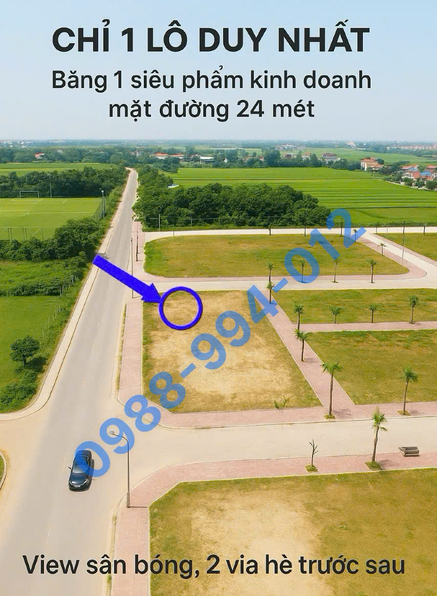 Băng 1 Kinh doanh – lô mặt đường 24 mét, đối diện Sân Bóng tại Bạch Đa Kim Hoa, Mê Linh, Hà Nội.