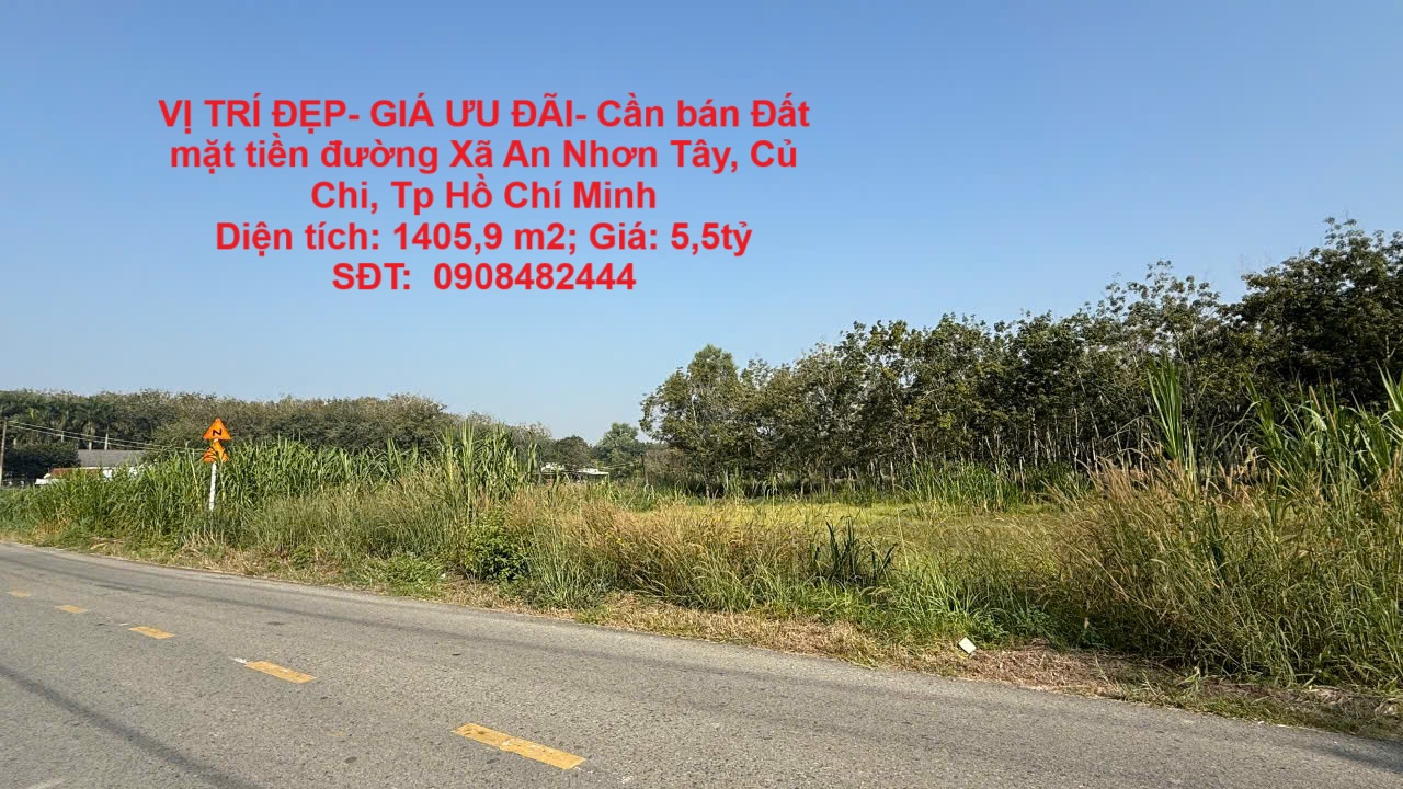 VỊ TRÍ ĐẸP- GIÁ ƯU ĐÃI- Cần bán Đất mặt tiền đường Xã An Nhơn Tây, Củ Chi, Tp Hồ Chí Minh