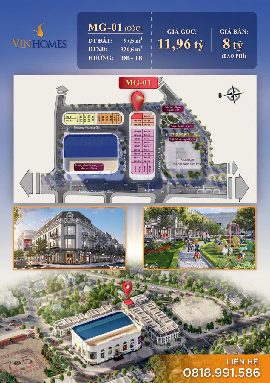BÁN GẤP !!! Cắt lỗ hơn 30% 1 căn góc Vincom Điện Biên duy nhất- ĐẸP NHẤT DỰ ÁN - SHOPHOUSE TRUNG TÂM TP. ĐIỆN BIÊN