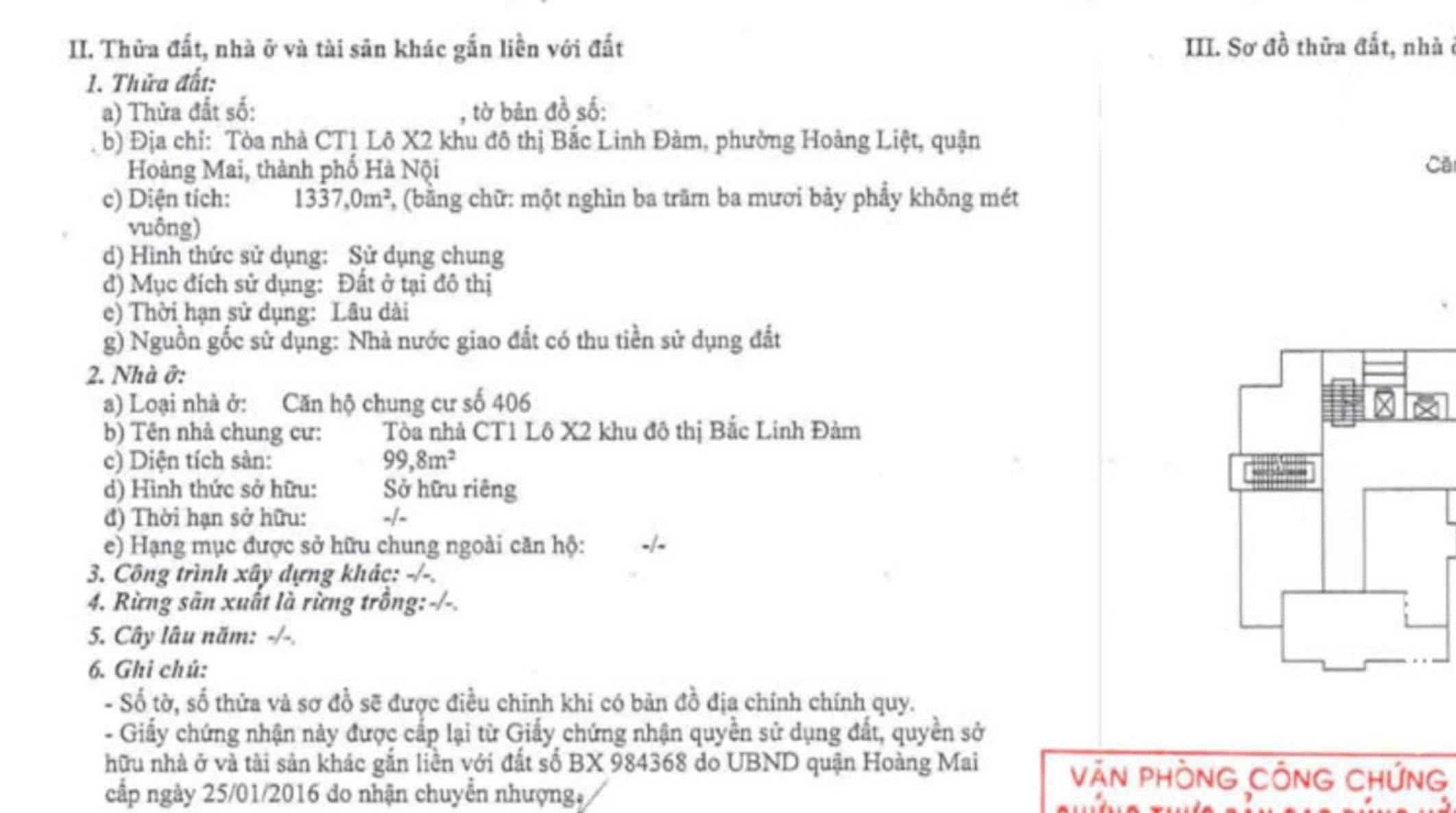Chính Chủ Cần Bán Căn Hộ Gia Đình 3 Phòng Ngủ Bắc Linh Đàm Hà Nội