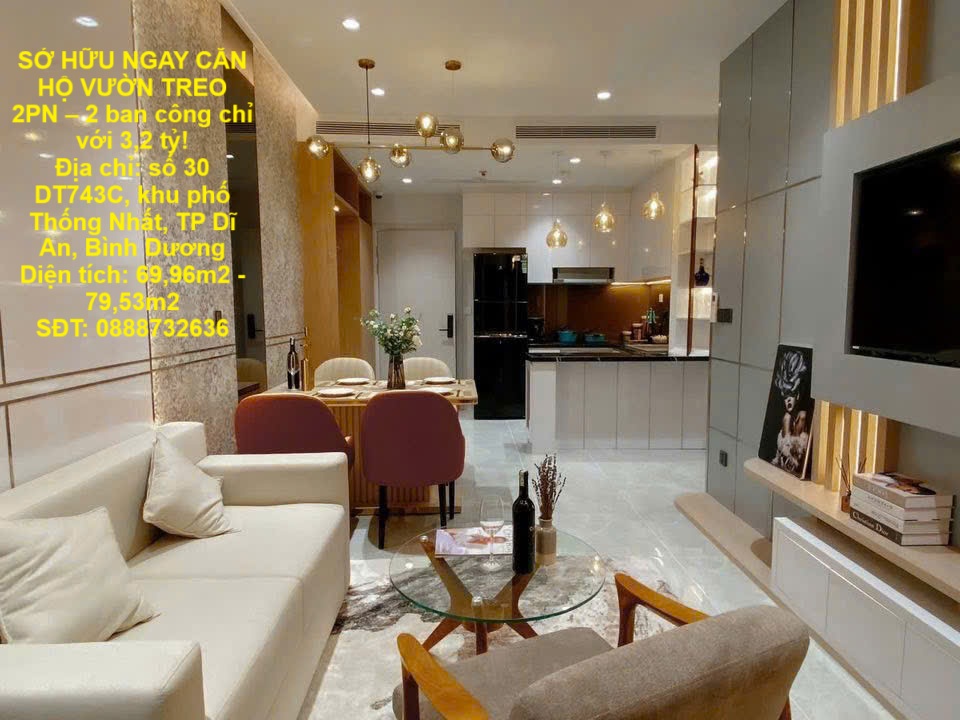 SỞ HỮU NGAY CĂN HỘ VƯỜN TREO 2PN – 2 ban công chỉ với 3,2 tỷ!