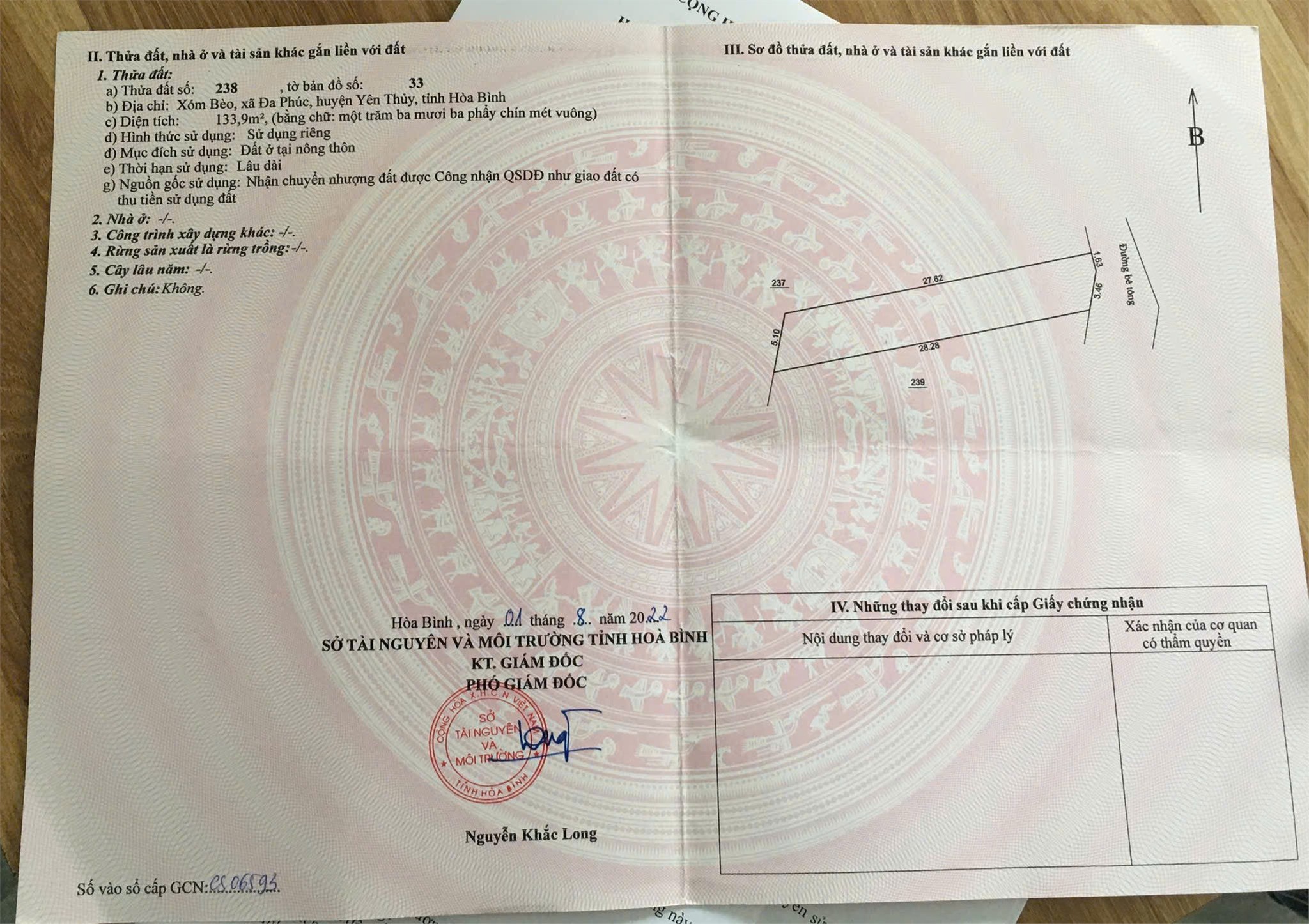 ĐẤT ĐẸP – GIÁ TỐT - CẦN BÁN LÔ ĐẤT TẠI xã Đa Phúc , Huyện Yên Thuỷ , Hoà Bình