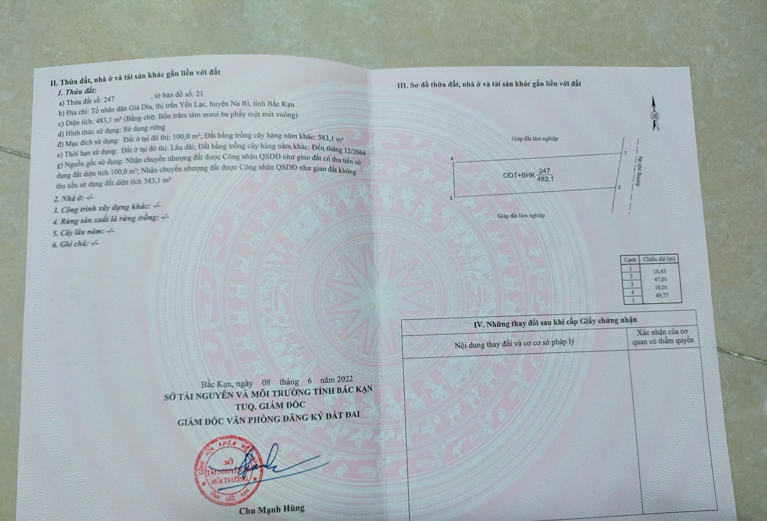 CHÍNH CHỦ CẦN BÁN GẤP LÔ ĐẤT CÓ VỊ TRÍ ĐẸP TẠI THỊ TRẤN YẾN LẠC – HUYỆN NA RÌ – BẮC KẠN