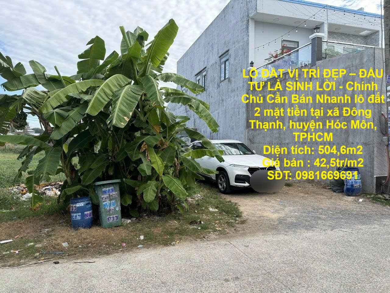 LÔ ĐẤT VỊ TRÍ ĐẸP – ĐẦU TƯ LÀ SINH LỜI - Chính Chủ Cần Bán Nhanh lô đất 2 mặt tiền tại huyện Hóc Môn, TPHCM