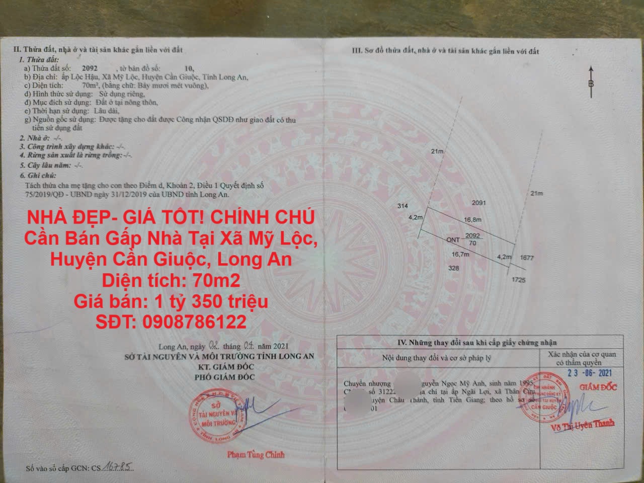 NHÀ ĐẸP- GIÁ TỐT! CHÍNH CHỦ Cần Bán Gấp Nhà Tại Xã Mỹ Lộc, Huyện Cần Giuộc, Long An