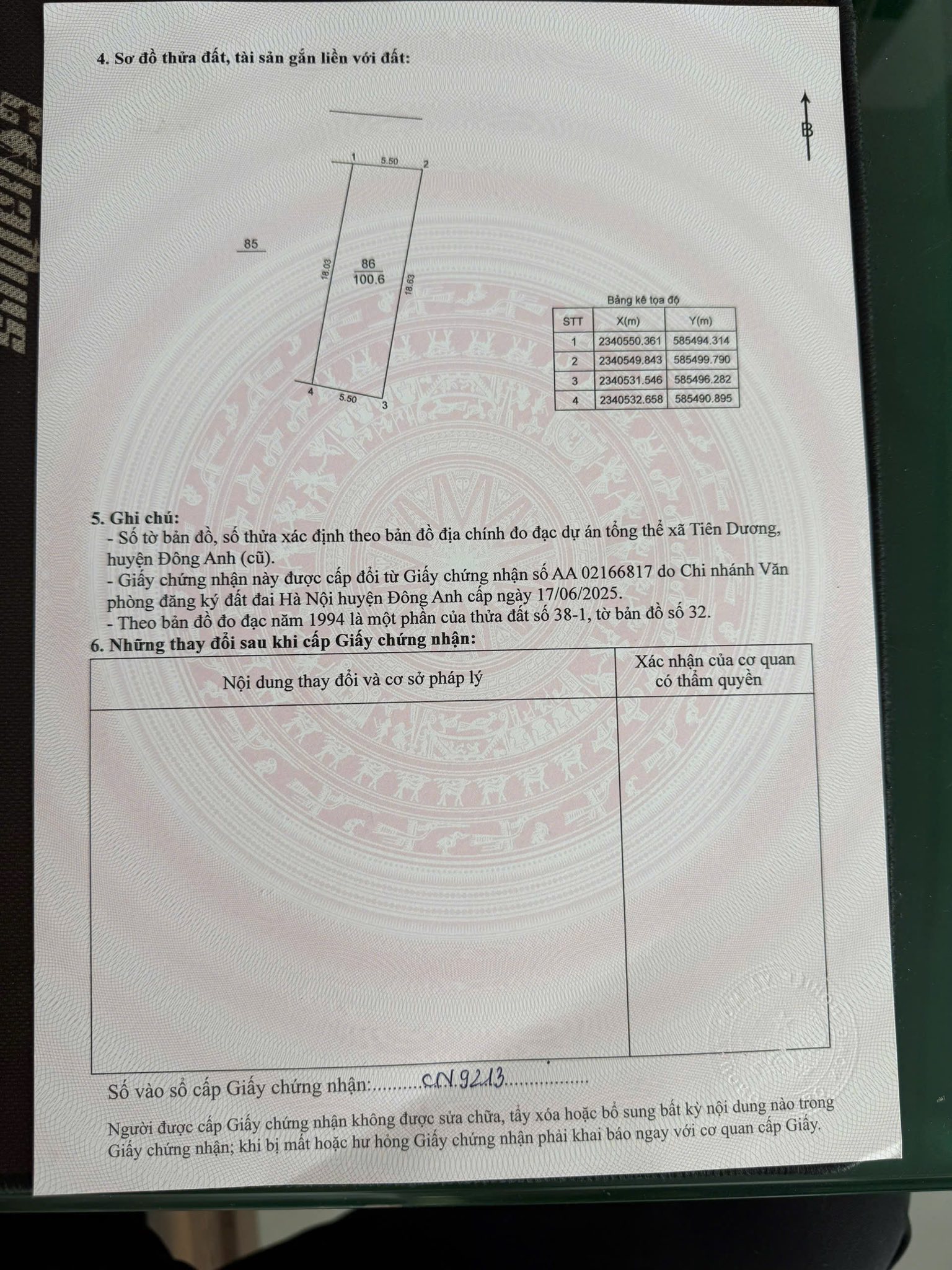 Chính chủ gửi bán hàng hiếm 100,6m bìa bắc Cổ Dương- Phúc Thịnh (Đông Anh cũ)