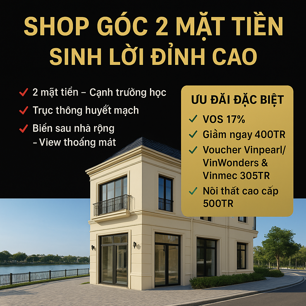 Bán Shop Góc 2 mặt tiền vị trí vàng, sinh lời đỉnh cao