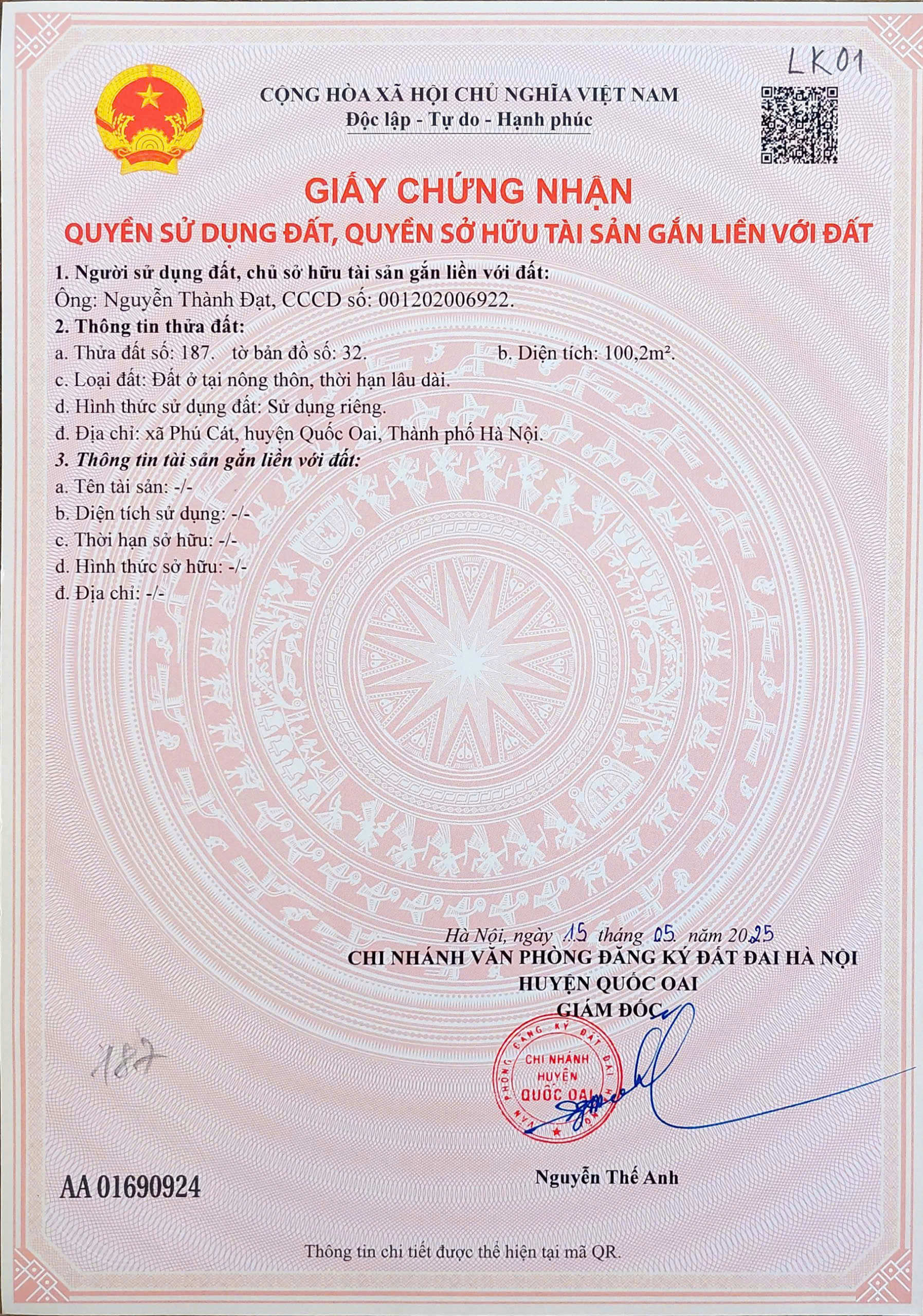 Bán đất nền Láng Hòa Lạc 100m2 giá 2.9 tỷ – sát khu công nghệ cao, tiềm năng sinh lời Nguyễn Hùng BĐS - 0989333012