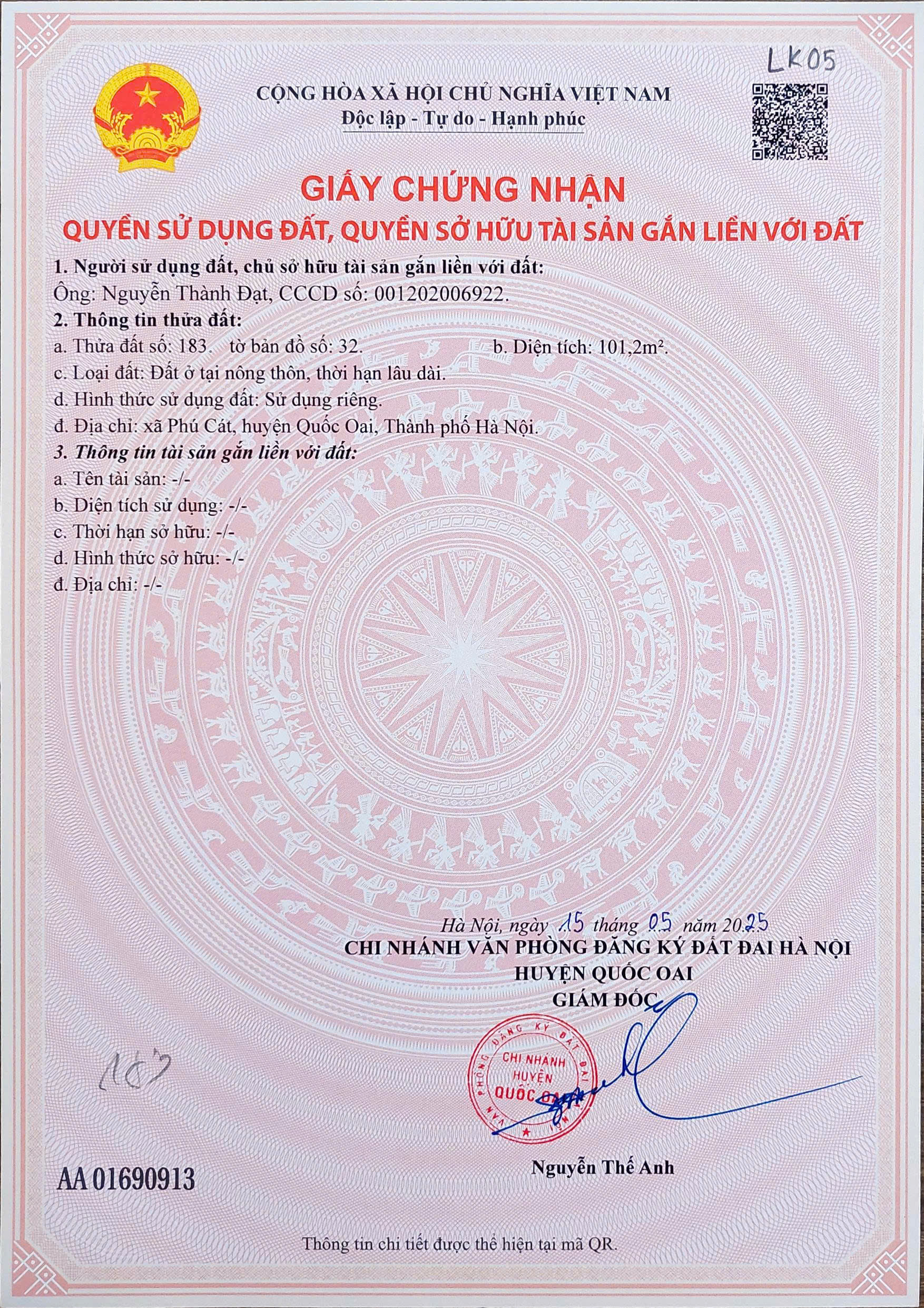 Đất nền Láng Hòa Lạc giá 2.8 tỷ diện tích 100m2 gần khu công nghệ cao – Nguyễn Hùng BĐS - 0989333012