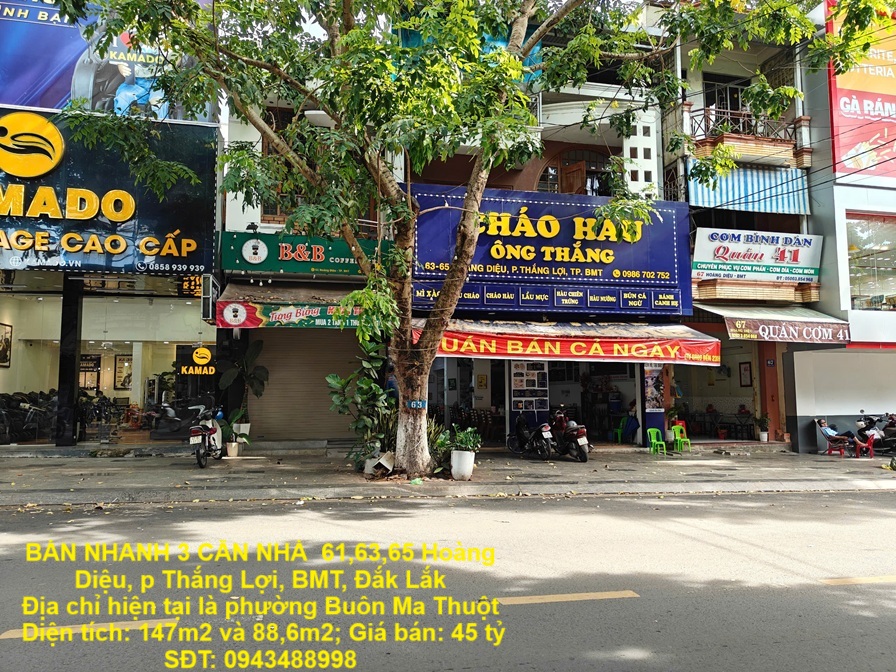 NHÀ ĐẸP – GIÁ TỐT - CẦN BÁN NHANH 3 CĂN NHÀ 61,63,65 Hoàng Diệu, p Thắng Lợi, BMT, Đắk Lắk