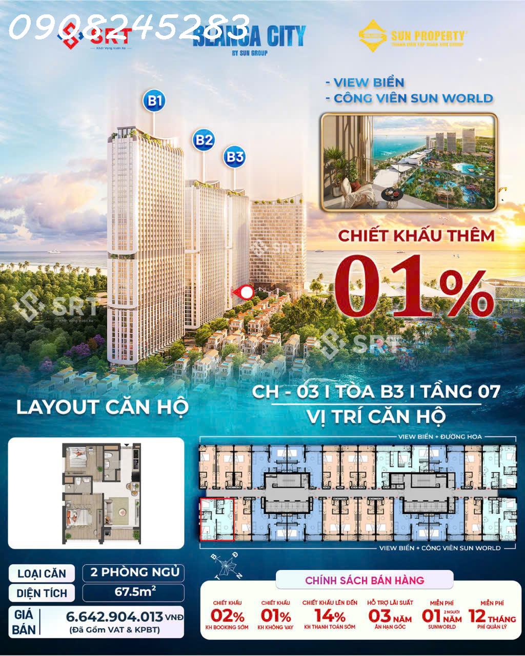 CĂN GÓC 2PN - MÃ CĂN B3.0703 View công viên