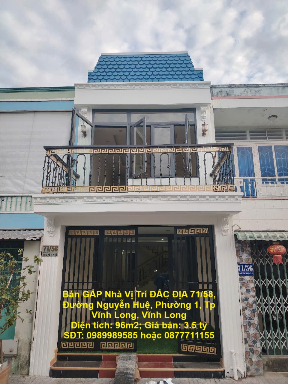 Bán GẤP Nhà Vị Trí ĐẮC ĐỊA 71/58, Đường Nguyễn Huệ, Phường 1, Tp Vĩnh Long, Vĩnh Long