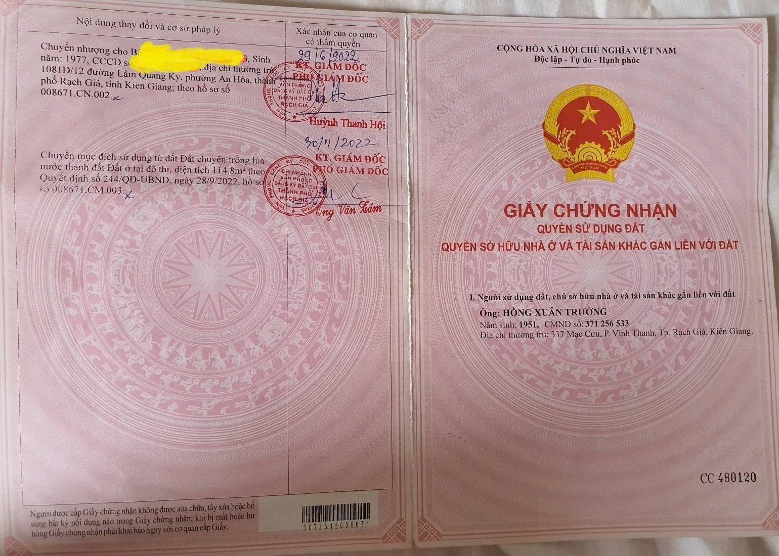CẦN BÁN ĐẤT Ở 100% – CHÍNH CHỦ – P. RẠCH GIÁ - AN GIANG.
