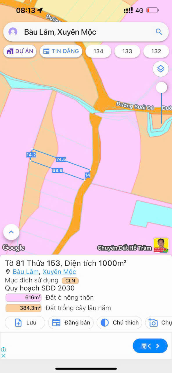 1000m bàu lâm. Qh đất ở . Đường nhựa khu dân cư .ngang 14 giá siêu rẻ