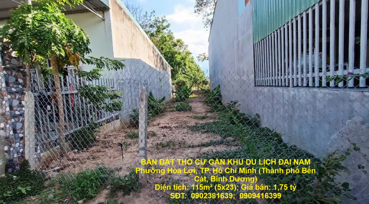 BÁN ĐẤT THỔ CƯ GẦN KHU DU LỊCH ĐẠI NAM – PHƯỜNG HÒA LỢI – TP.HCM – VỊ TRÍ ĐẸP, TIỆN XÂY NHÀ ở